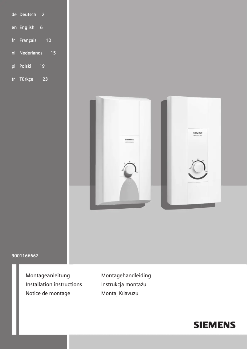 Page n°1 - Guide d'installation Siemens DE4062427