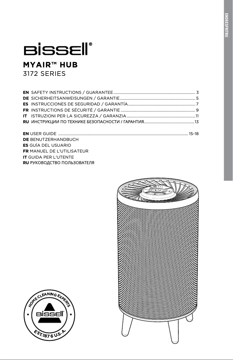 Page 1 de la notice Manuel utilisateur Bissell MYair HUB
