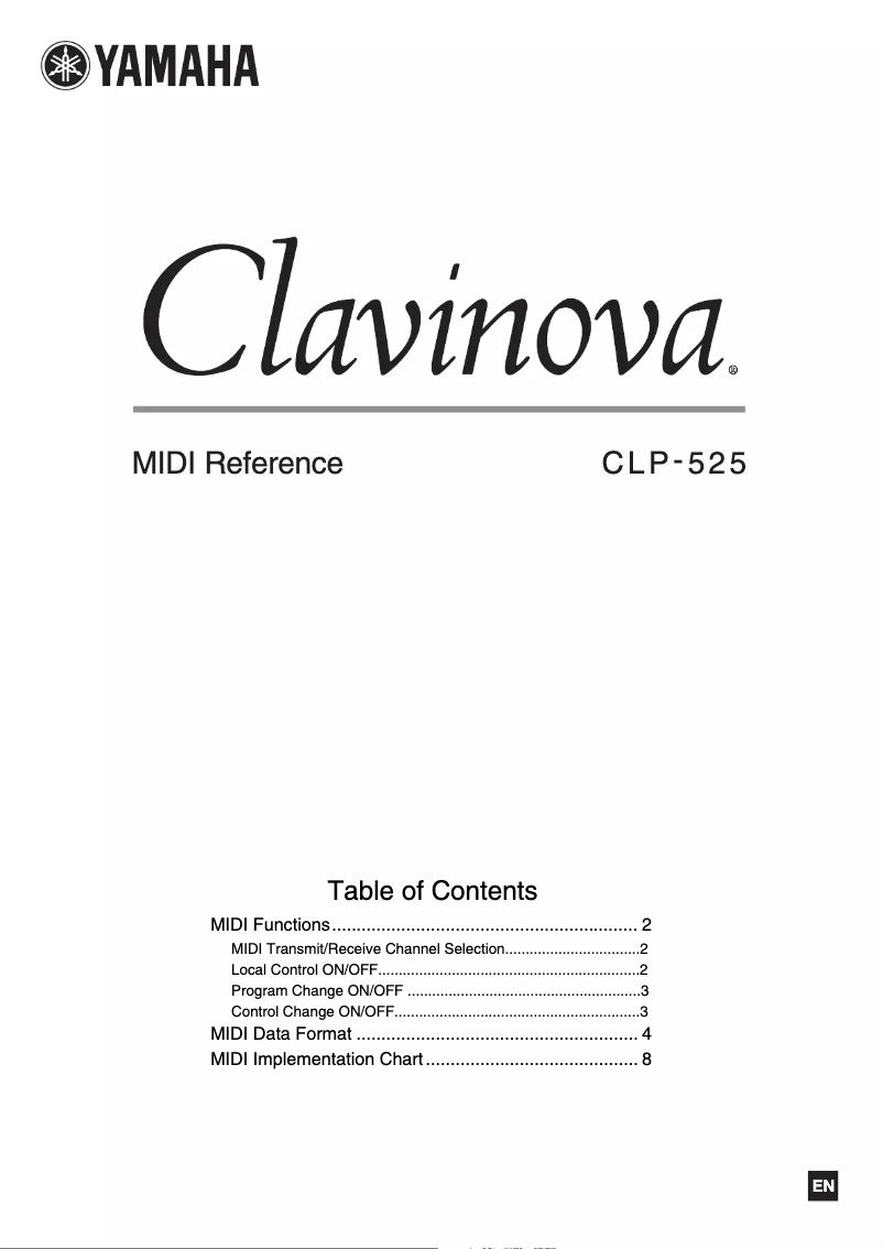 Page 1 of the manual User Manual Yamaha Clavinova CLP-525