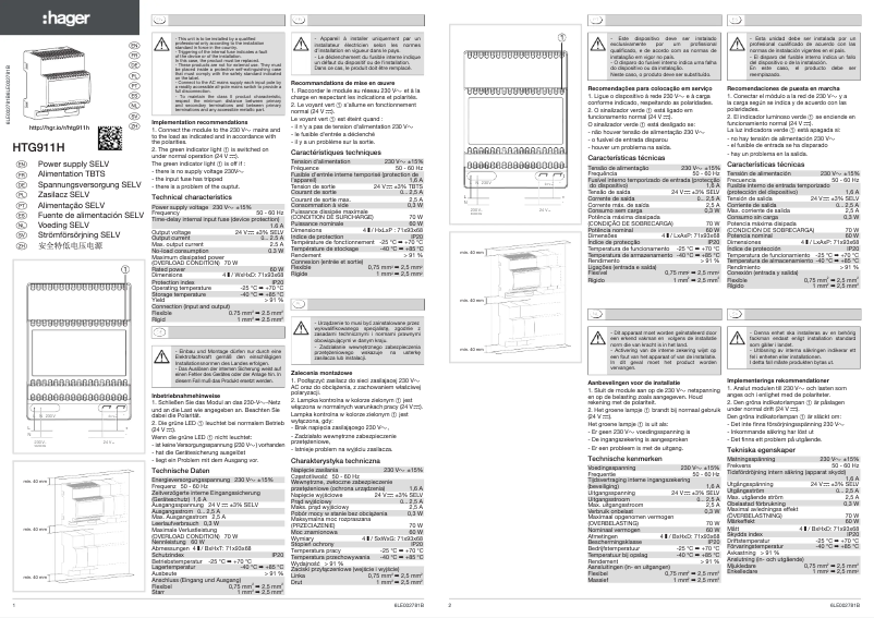 Page n°1 - Manuel utilisateur Hager HTG911H