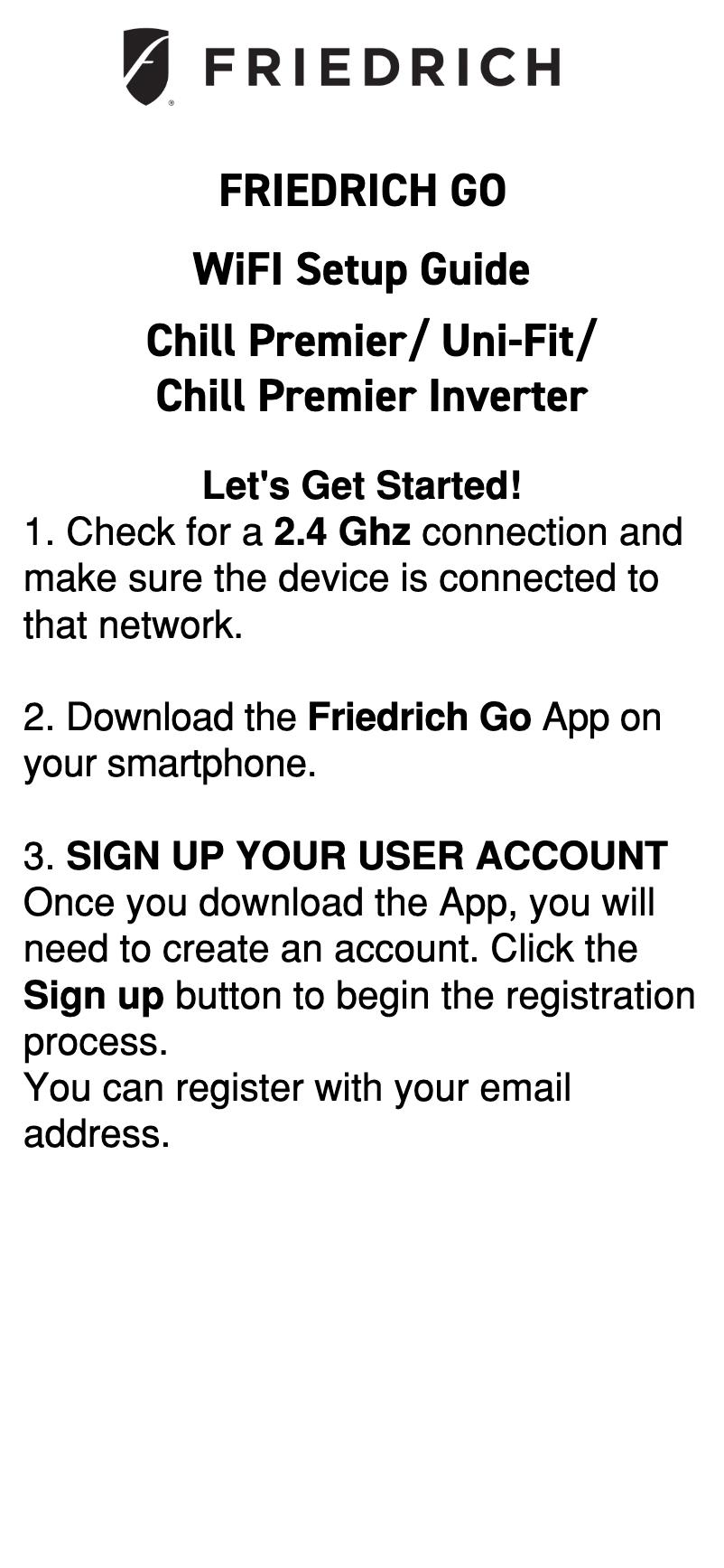 Page n°1 - Guide d'installation Friedrich Uni-Fit UCT10B10A