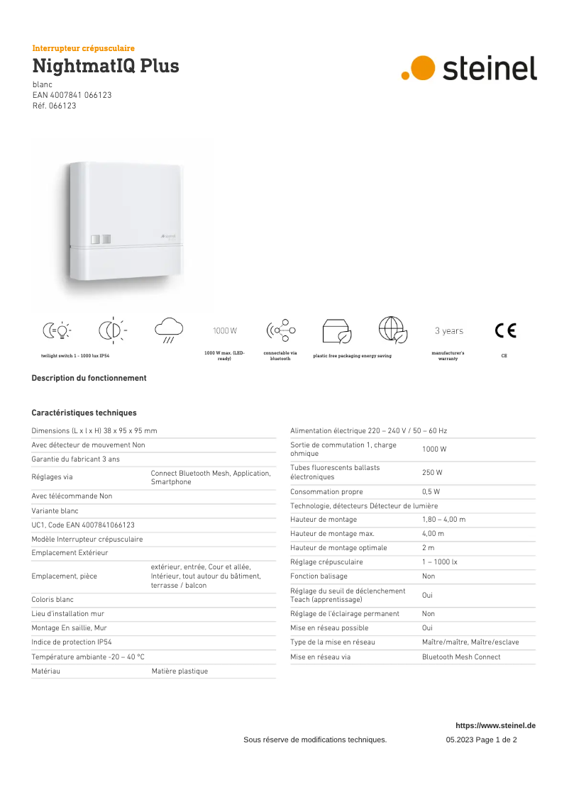 Image de la première page du manuel de l'appareil NightmatIQ Plus
