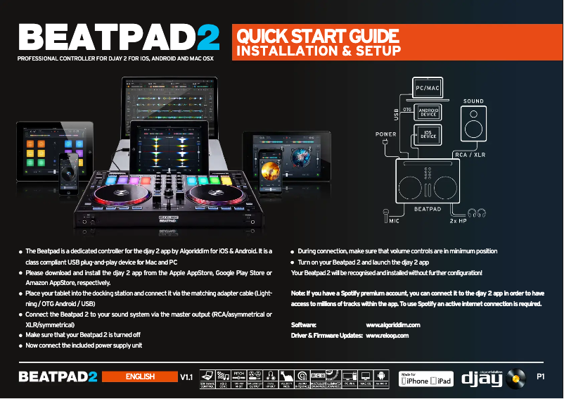 Page n°1 - Manuel utilisateur Reloop Beatpad