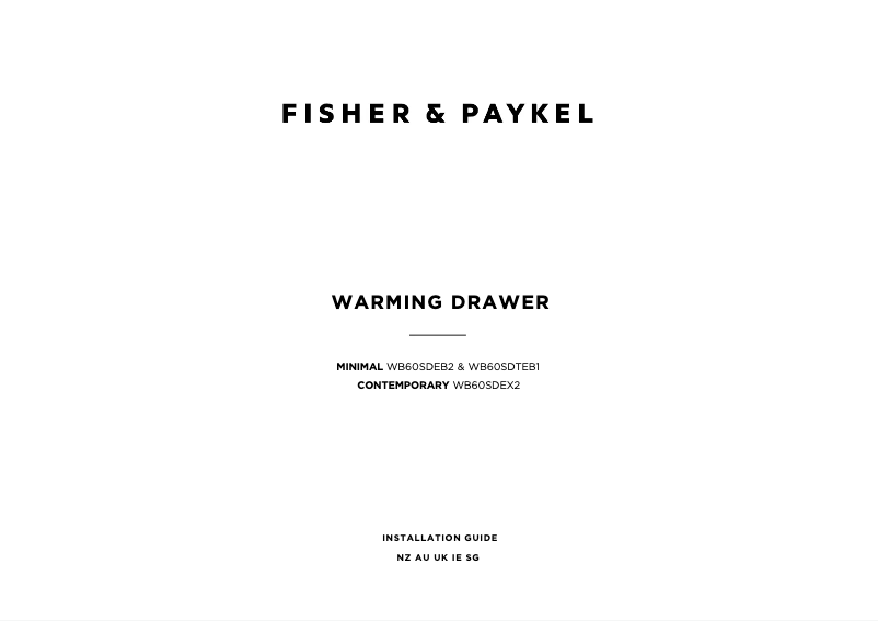 Page n°1 - Guide d'installation Fisher & Paykel WB60SDTEB1