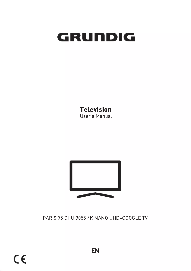 Page 1 de la notice Manuel utilisateur Grundig PARIS 75 GHU 9055 4K NANO UHD+GOOGLE TV
