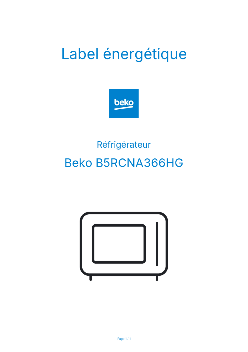 Image de la première page du manuel de l'appareil B5RCNA366HG