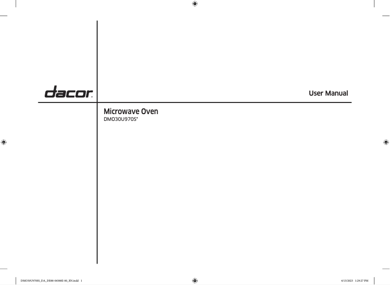 Page n°1 - Manuel utilisateur Dacor DMO30U970SS
