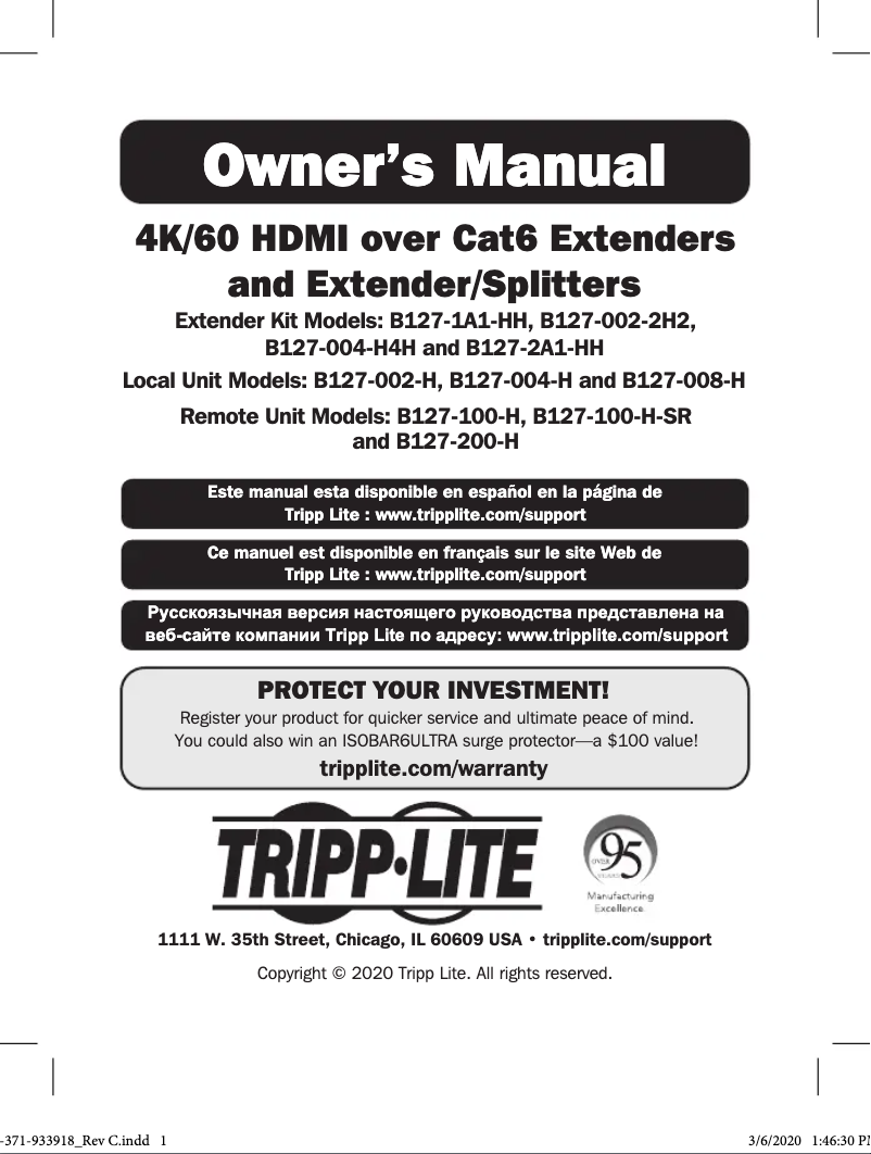 Page 1 de la notice Manuel utilisateur Tripp Lite B127-2A1-HH