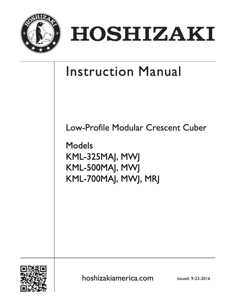 Page n°1 - Manuel utilisateur Hoshizaki KML-700MRJ