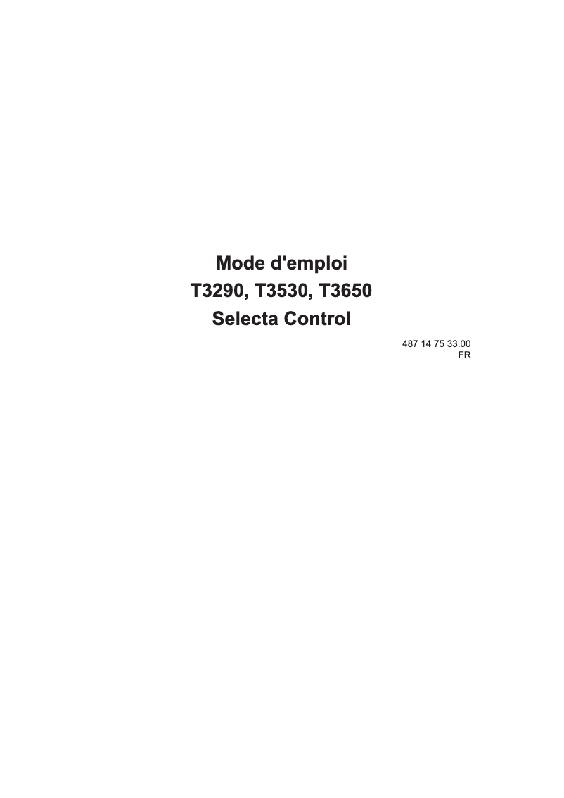 Page n°1 - Manuel utilisateur Electrolux Selecta Control T3290