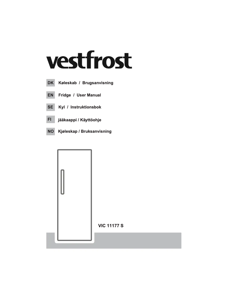 Page 1 de la notice Manuel utilisateur Vestfrost VIC 11177 S