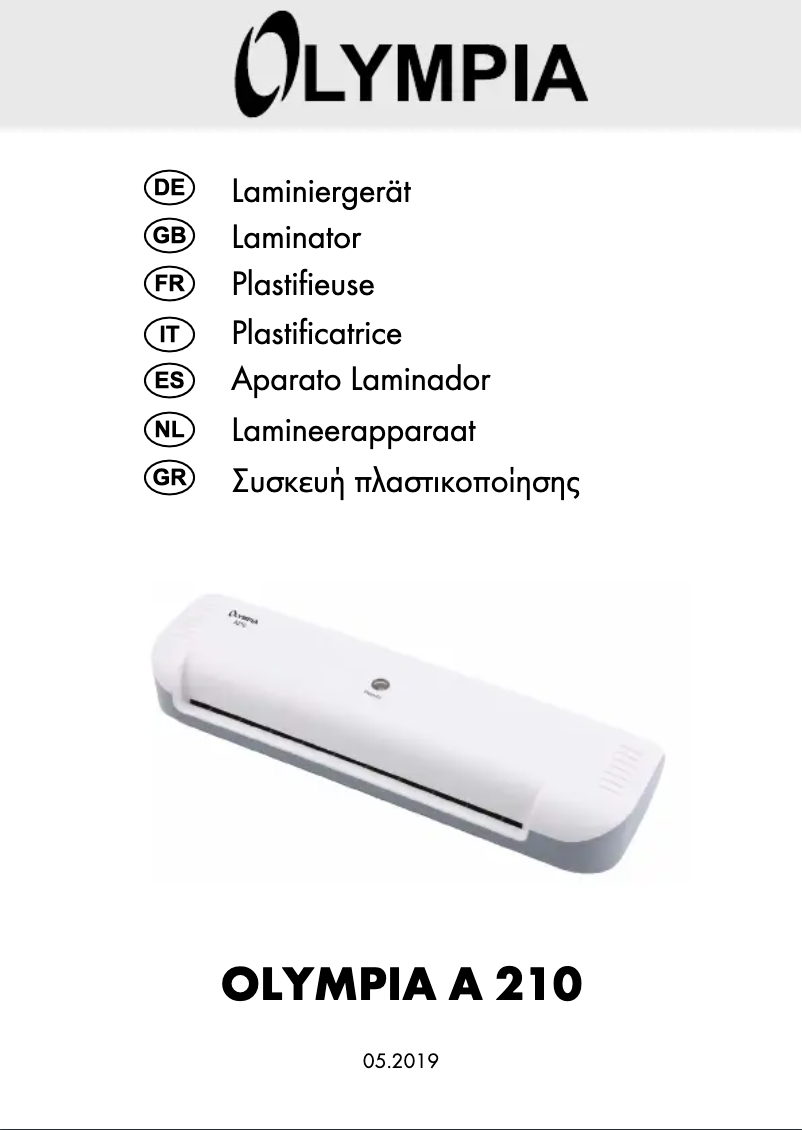 Page 1 of the manual User Manual Olympia A 210