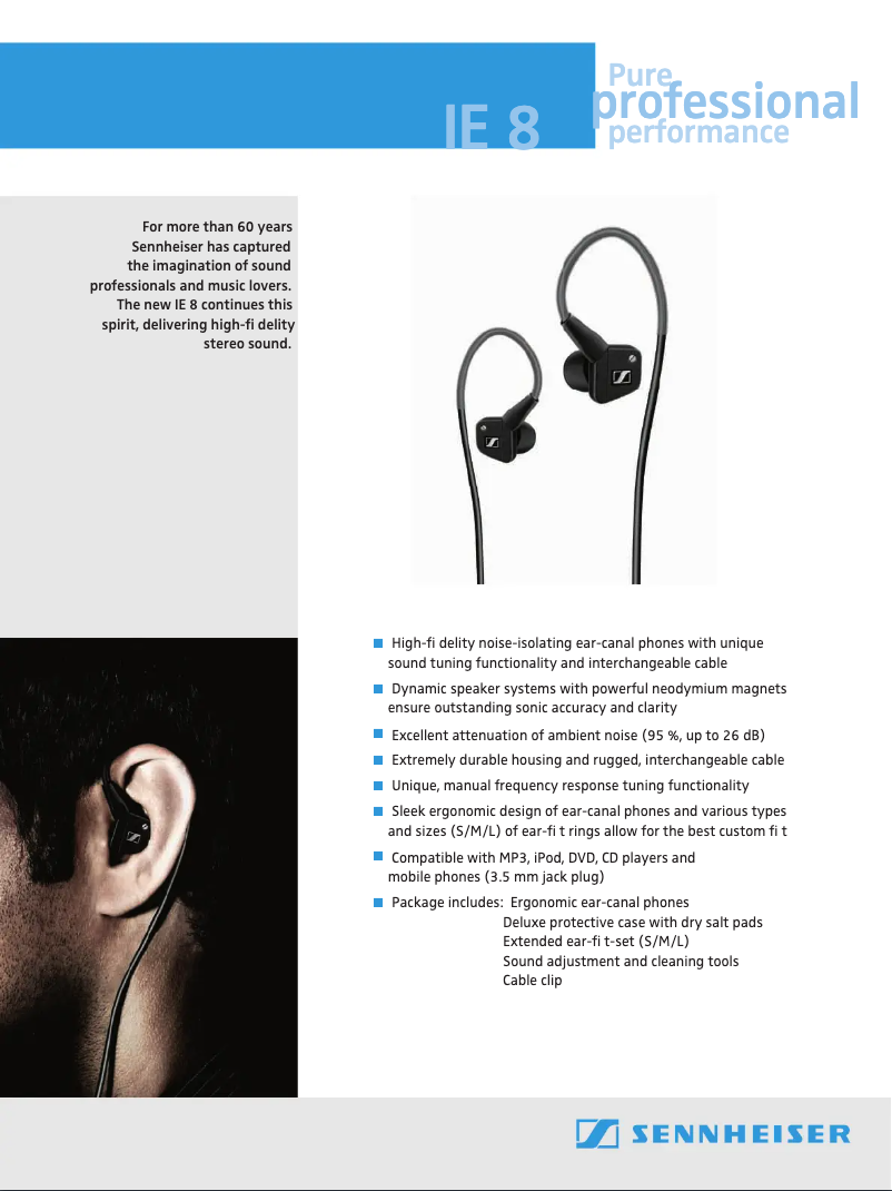 Page n°1 - Fiche technique Sennheiser IE 7