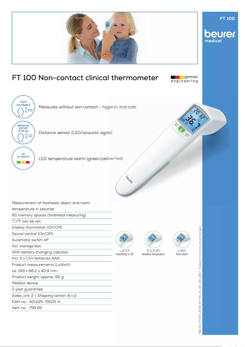 Page 1 de la notice Fiche technique Beurer FT 100