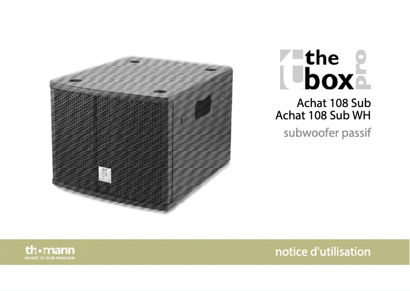 Page 1 de la notice Manuel utilisateur The Box Pro Achat 108 Sub