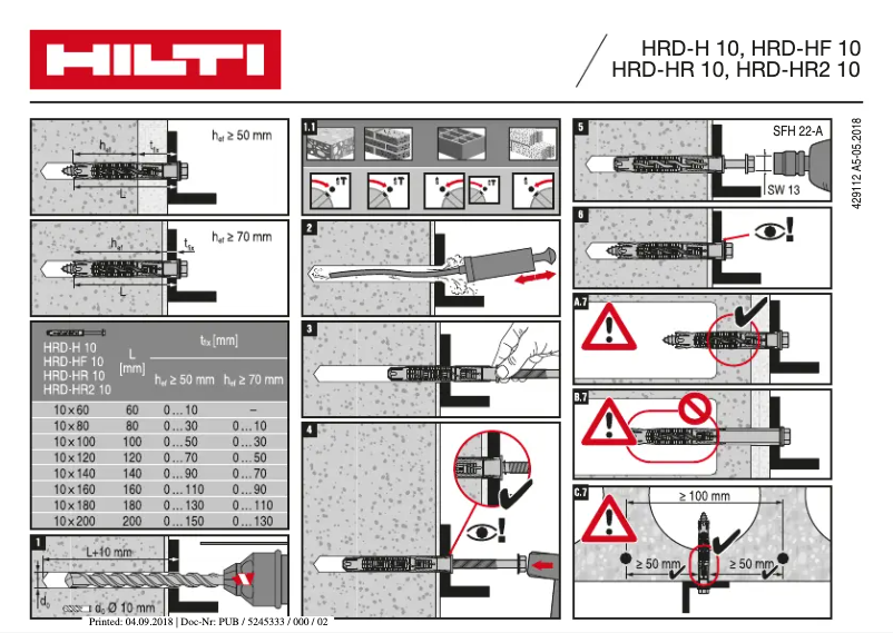 Página 1 del manual Instrucciones / montaje Hilti HRD-H