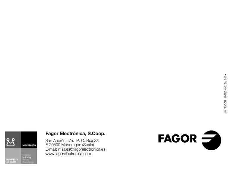 Página 1 del manual Manual de usuario Fagor Iomiro 400