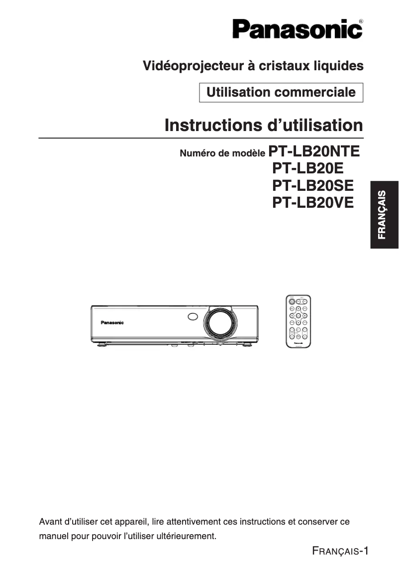 First page image of the manual for PT-LB20NTE