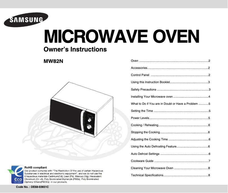 Page n°1 - Manuel utilisateur Samsung MW82N