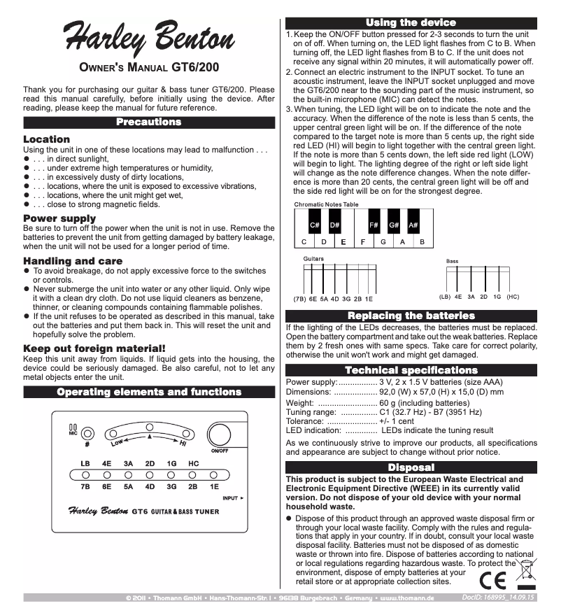 Image de la première page du manuel de l'appareil GT6