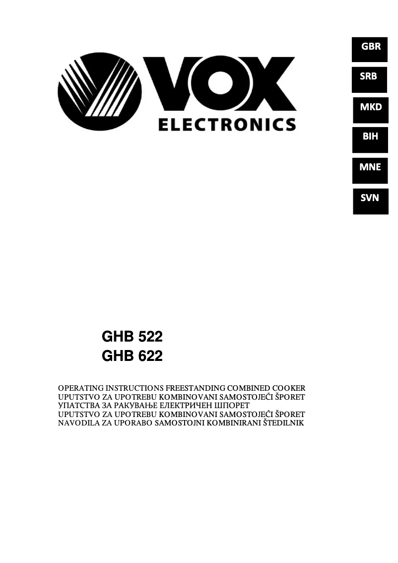 Page 1 of the manual User Manual VOX GHB522