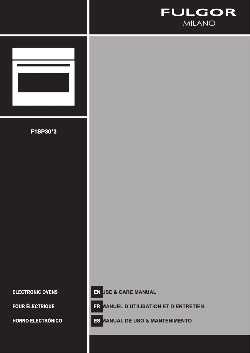 Page 1 de la notice Manuel utilisateur Fulgor Milano F1SP30S3