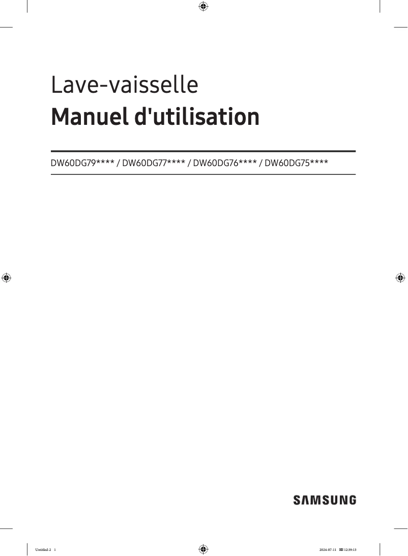 Page 1 de la notice Manuel utilisateur Samsung DW60DG790FSL