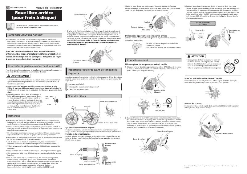 Page 1 de la notice Manuel utilisateur Shimano FH-M5100