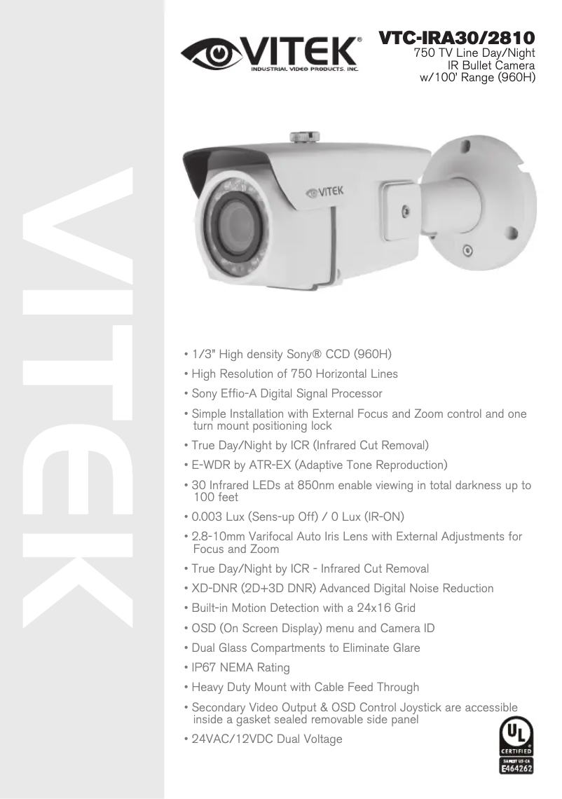 Page 1 de la notice Manuel utilisateur Vitek VTC-IRA30