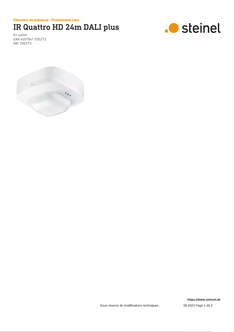 Image de la première page du manuel de l'appareil IR Quattro HD 24m DALI Plus