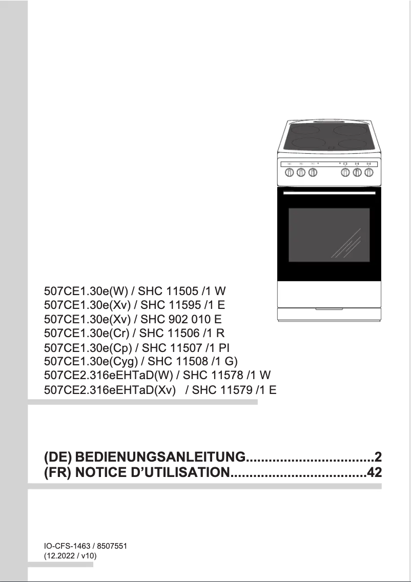 Page n°1 - Manuel utilisateur Amica SHC 902 010 E