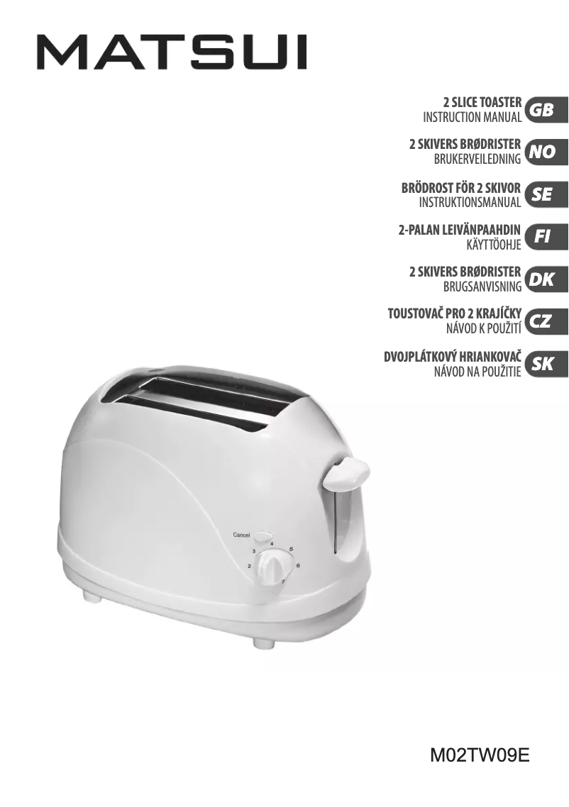 Image de la première page du manuel de l'appareil M02TW09E