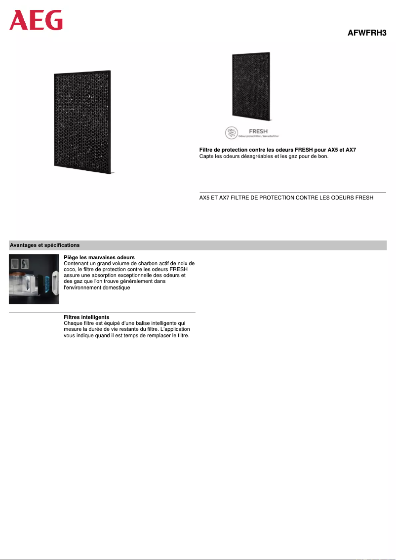 Image de la première page du manuel de l'appareil AFWFRH3