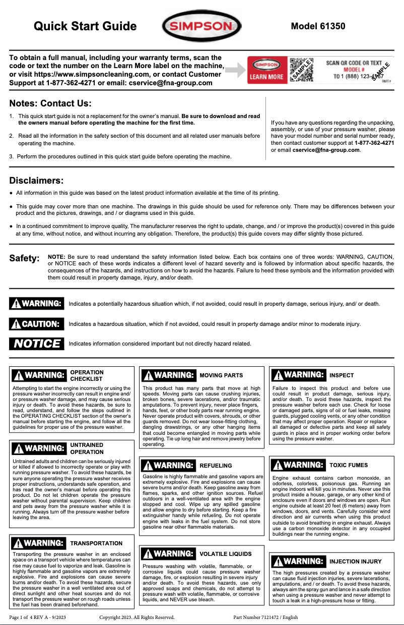 Image de la première page du manuel de l'appareil Pro Series PS61350
