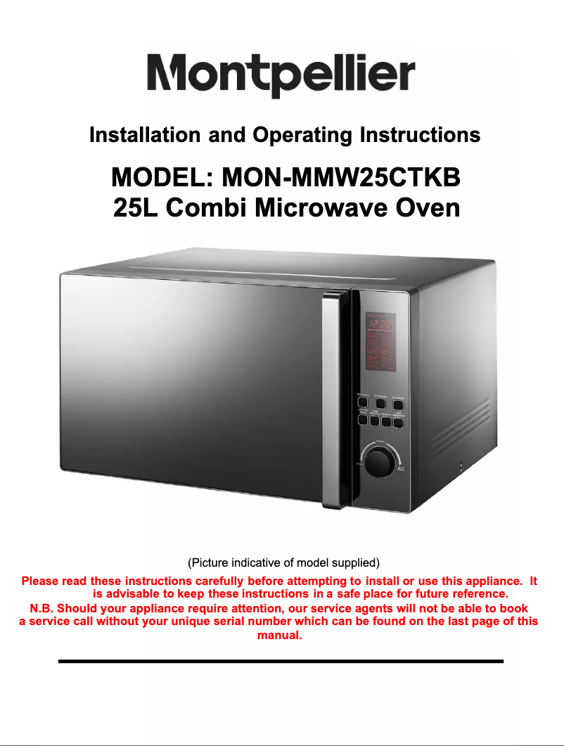 Image de la première page du manuel de l'appareil MMW25CTKB