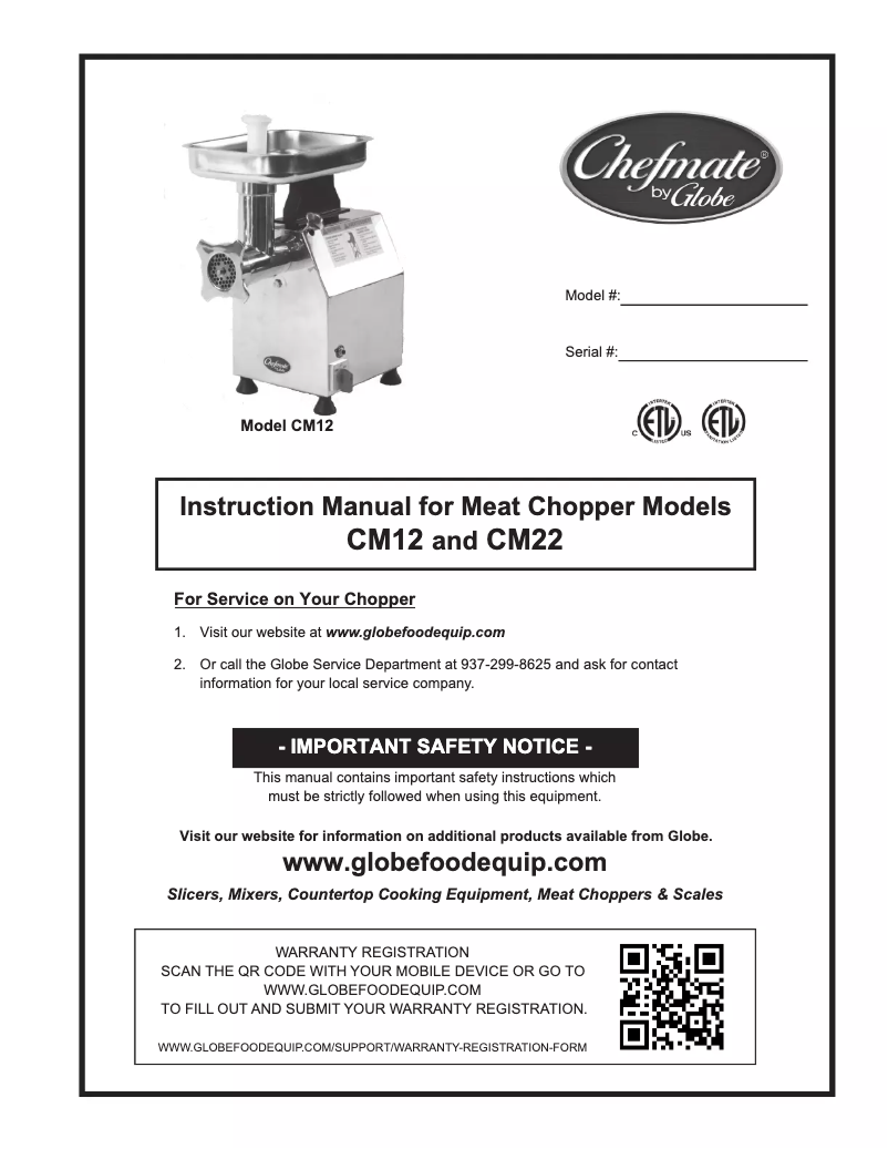 Page n°1 - Manuel utilisateur Globe CM12