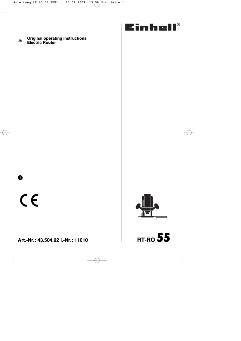 Page n°1 - Mode d'emploi Einhell RT-RO 55