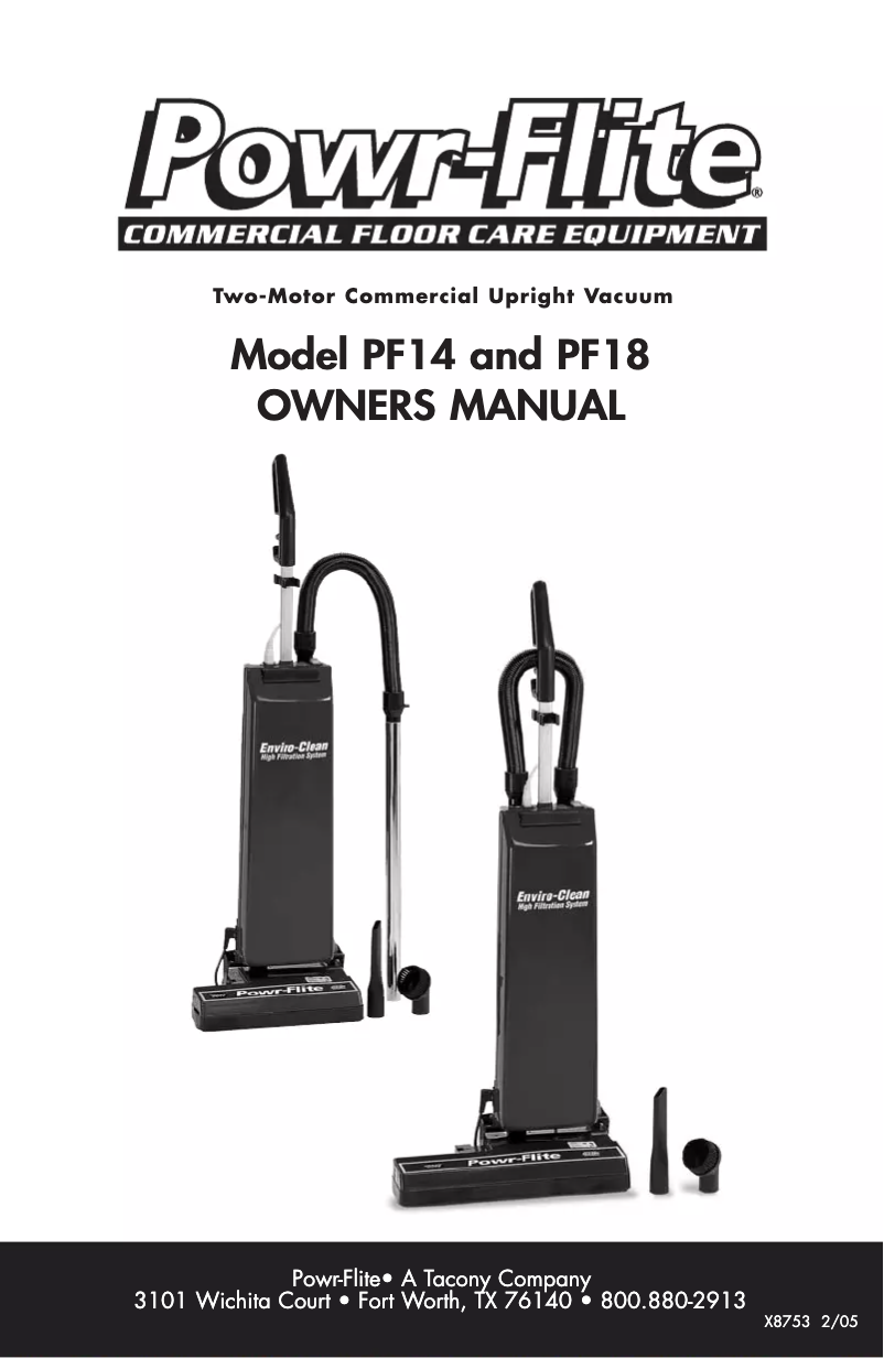 Page 1 de la notice Manuel utilisateur Powr-Flite PF14