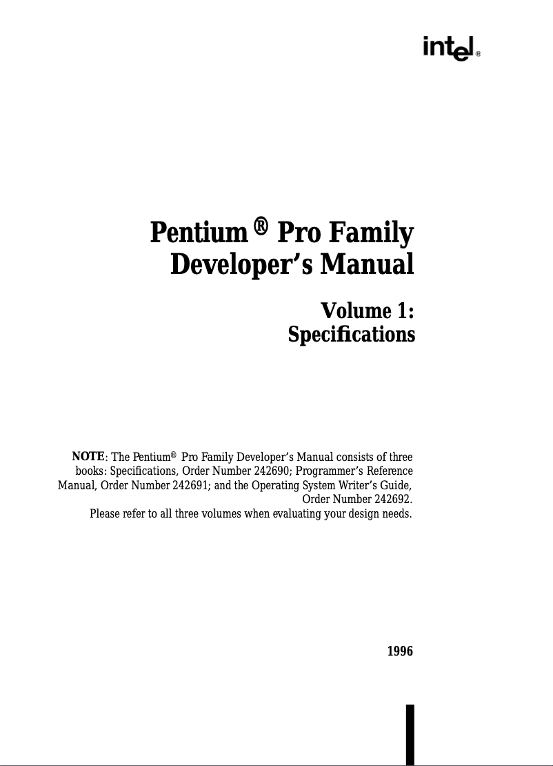Page 1 de la notice Manuel utilisateur Intel Pentium Pro 180 MHz