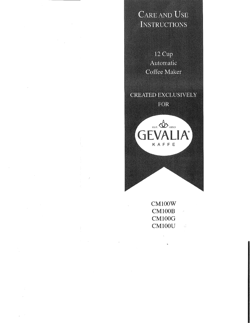 Page n°1 - Manuel utilisateur Gevalia CM100W