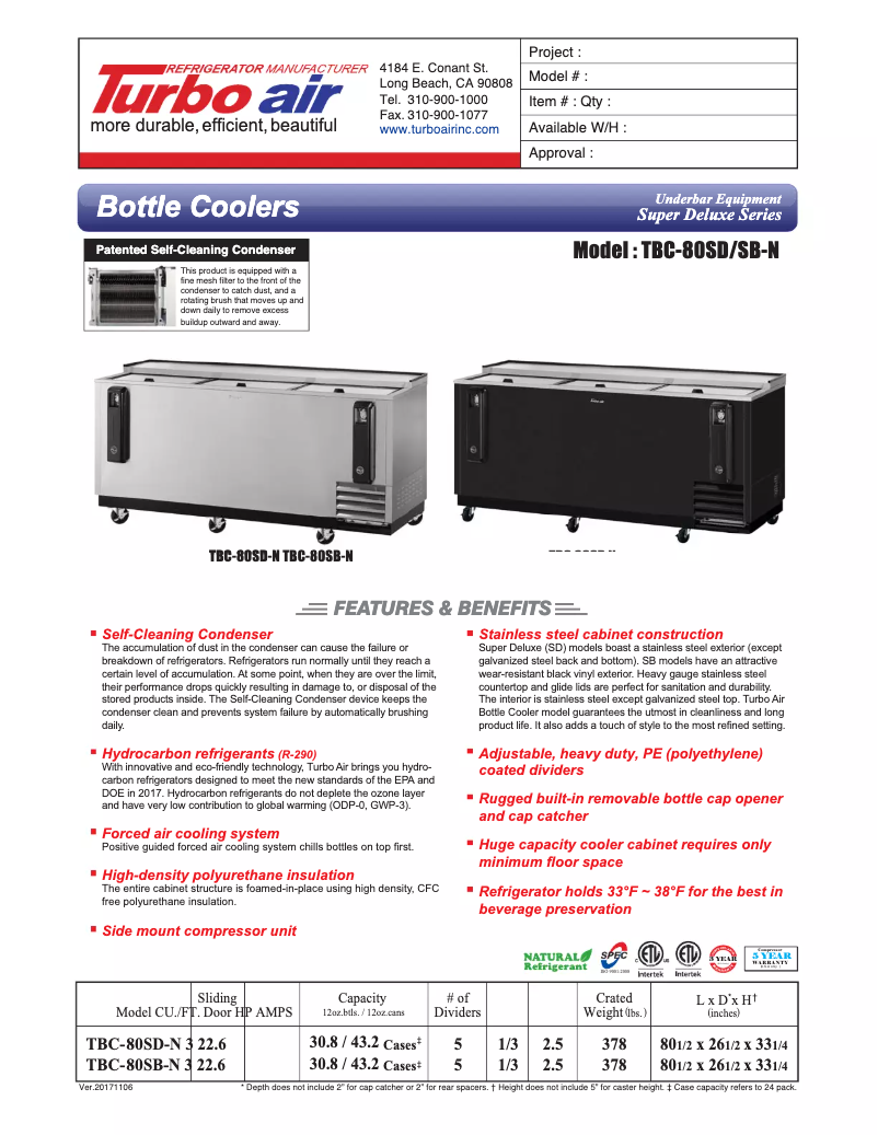 Image de la première page du manuel de l'appareil TBC-80SB