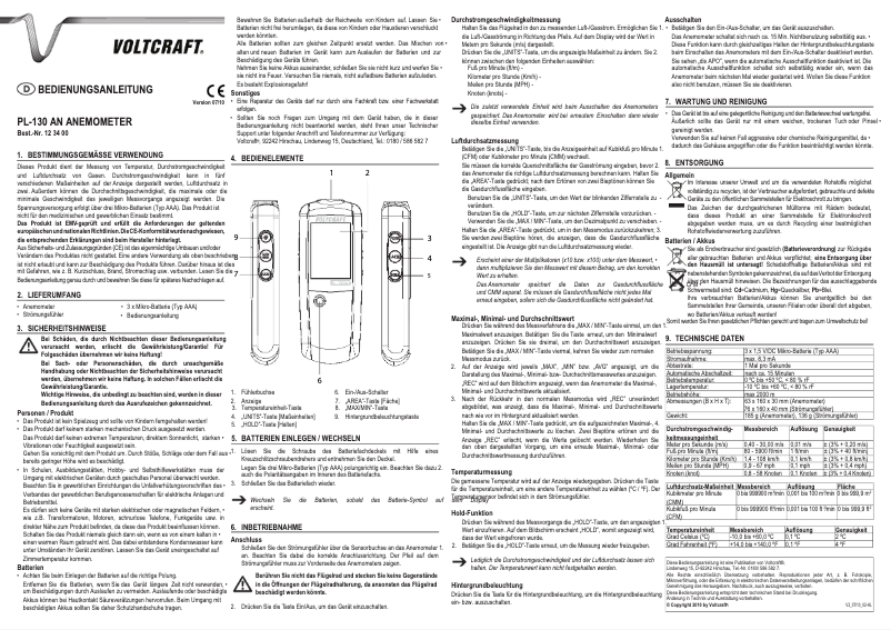 Page 1 de la notice Manuel utilisateur Voltcraft PL-130 AN