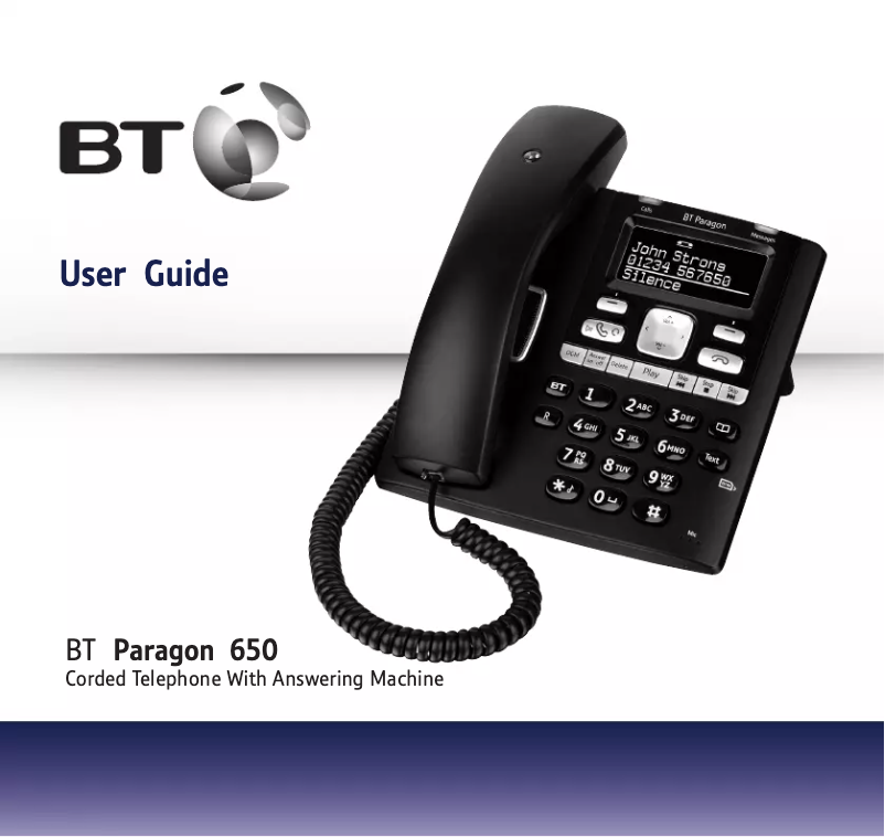 Page 1 de la notice Manuel utilisateur BT Paragon 650