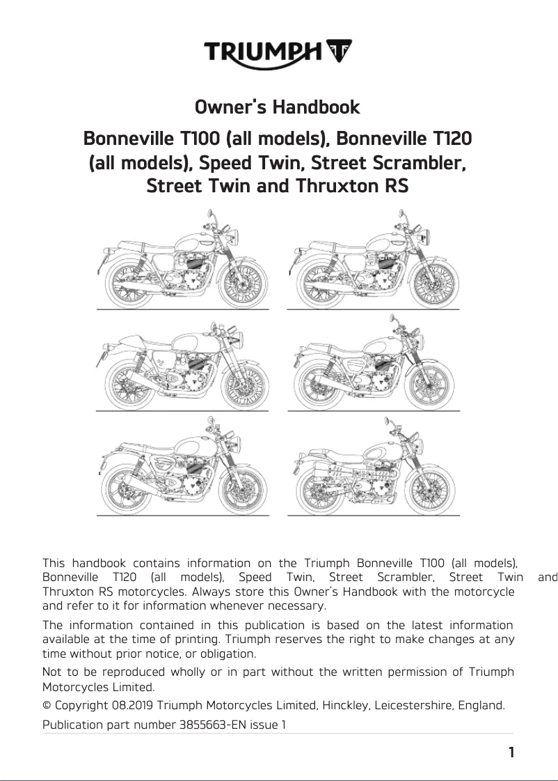 Page 1 de la notice Manuel utilisateur Triumph Thruxton RS