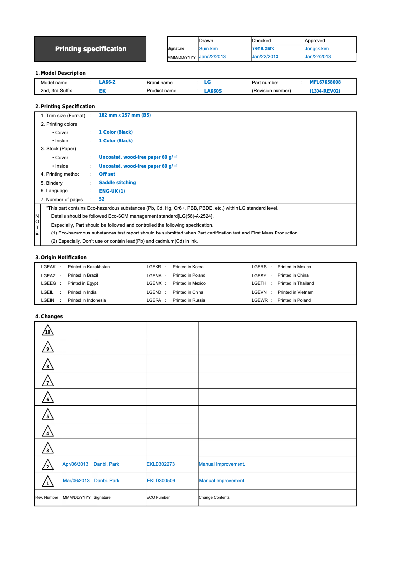 Página 1 del manual Manual de usuario LG 32LN578V