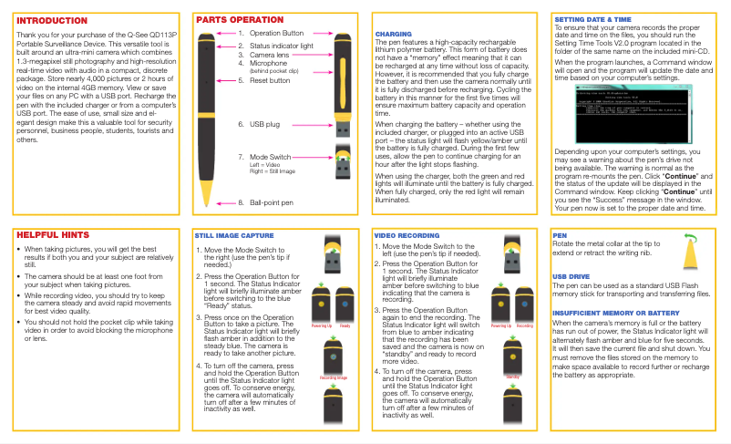 Image de la première page du manuel de l'appareil QD113P