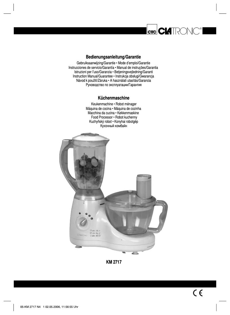 Page 1 de la notice Manuel utilisateur Clatronic KM 2717