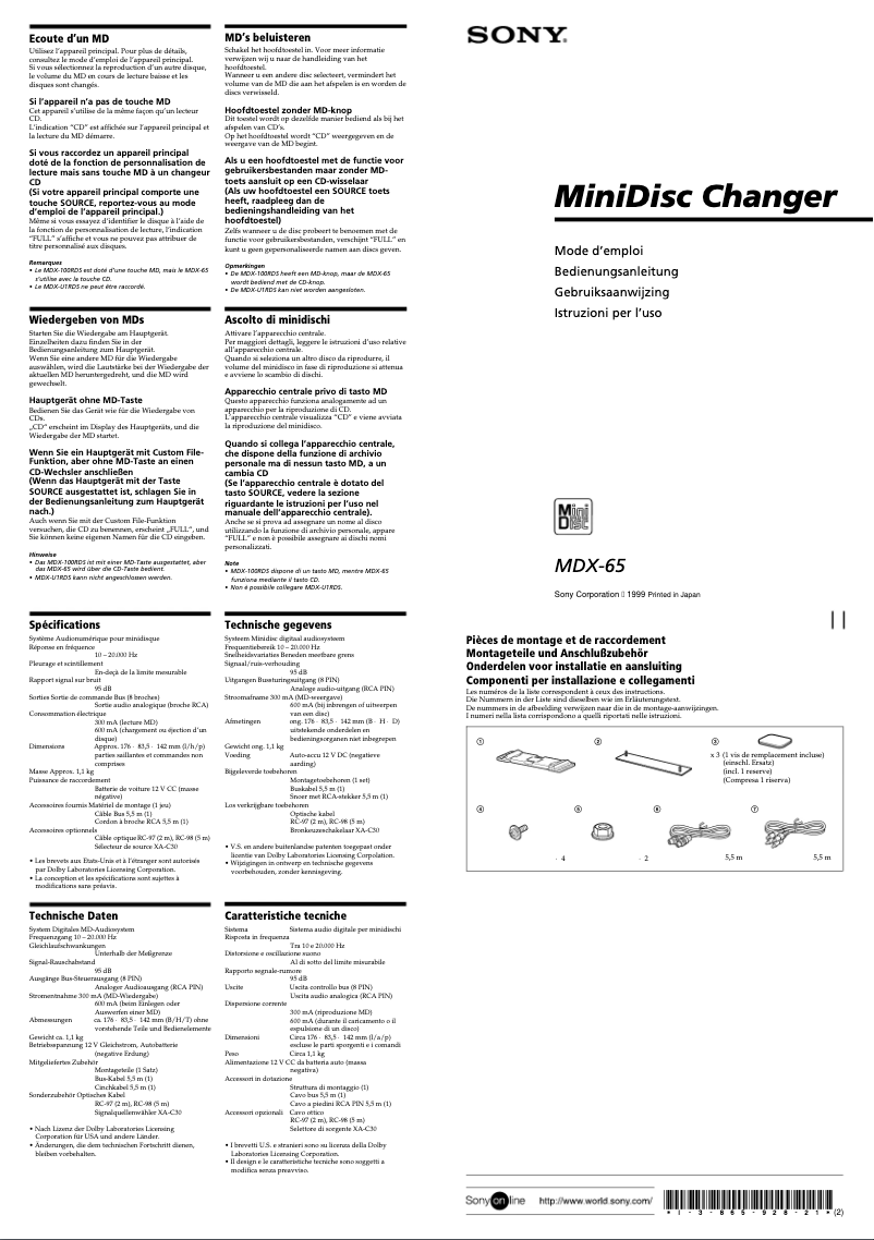 Image de la première page du manuel de l'appareil MDX-65