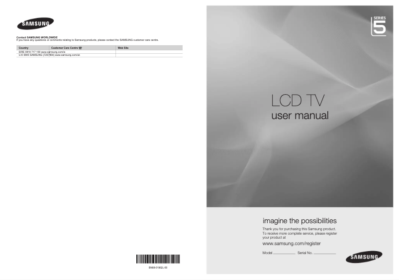 Page 1 de la notice Manuel utilisateur Samsung LE-40B550M2HXXU