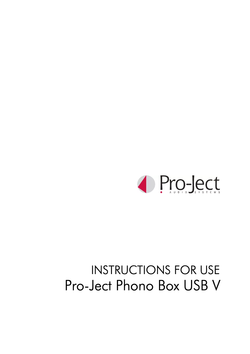 Page n°1 - Manuel utilisateur Pro-Ject Phono Box USB V